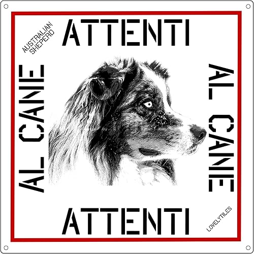 Australian Sheperd Targa Cartello PVC ATTENTI al Cane 16X16 QUANTITA 2 Pezzi - Honorern