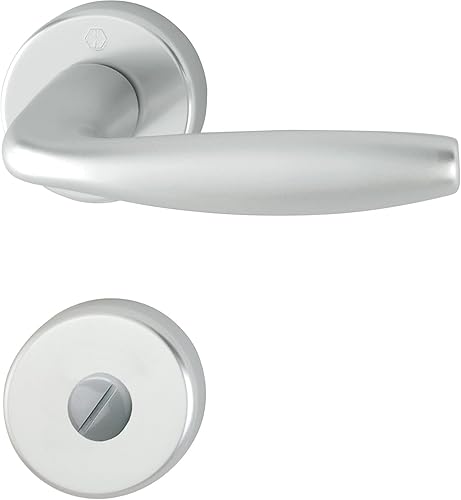 Maniglia Hoppe New York con rosette WC, in alluminio anodizzato argento, 3369891 - Honorern