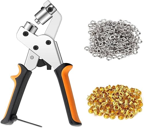 Set di pinze per occhielli, pressa magnetica in acciaio al carbonio, con 200 occhielli (diametro 10 mm), kit di punzonatura per tessuti, teloni e tende da sole in pelle - Honorern