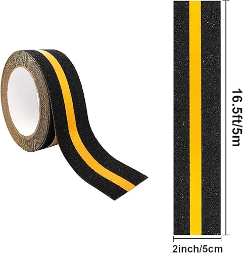 Nastro Antiscivolo con Striscia Riflettente, Nastro Riflettente di Sicurezza, Antiscivolo per Scale di Sicurezza, Resistente Nastro di Trazione per Evitare Scivolamenti e Cadute - Honorern