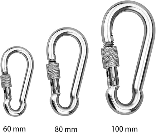 OULVLIFE Moschettone con chiusura, moschettone per carichi pesanti, moschettone in acciaio al carbonio zincato con chiusura a vite - Honorern