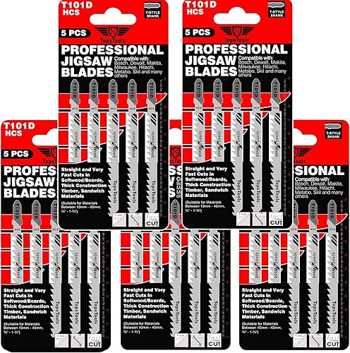 25 lame per seghetto alternativo TopsTools T101D per tagli puliti e veloci compatibili con Bosch Dewalt Makita Milwaukee e molti altri - Honorern