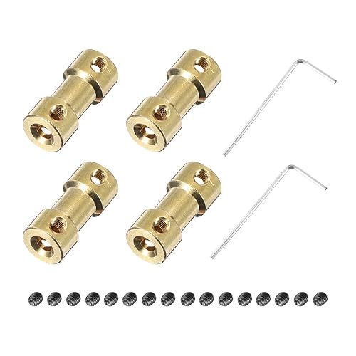 4pz 3mm a 4mm Accoppiatore Albero in Ottone con Viti e Chiave Esagonale Accoppiatore Flessibile per Albero Motore Modelli RC Auto Aereo Ruote Pneumatici Albero - Honorern