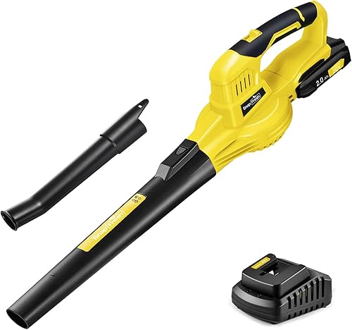 SnapFresh Soffiatore a Batteria 20V Soffiatore Elettrico Parkside Soffiatore per Foglie con Batteria e Caricabatterie 210 km/h 240m³/h / 2 Modalità /1,2kg per Foglie/Prato/Auto/Polvere (Giallo) - Honorern