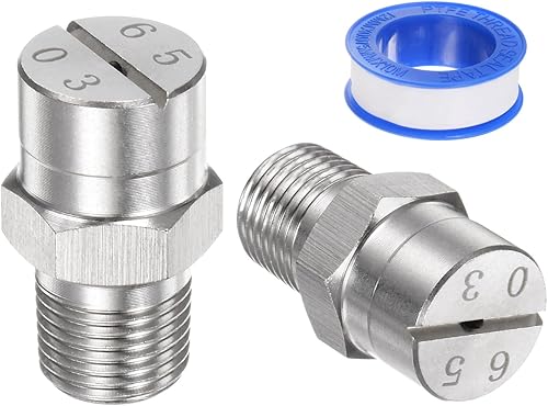 2pz Suggerimenti Pulizia Superficiale - Ugelli Idropulitrice Maschio 65 Gradi 1/8Bspt Sostituzione Ugello Pulitore, Acciaio Inossidabile con Nastro Sigillante (Orifizio 1.1mm) - Honorern