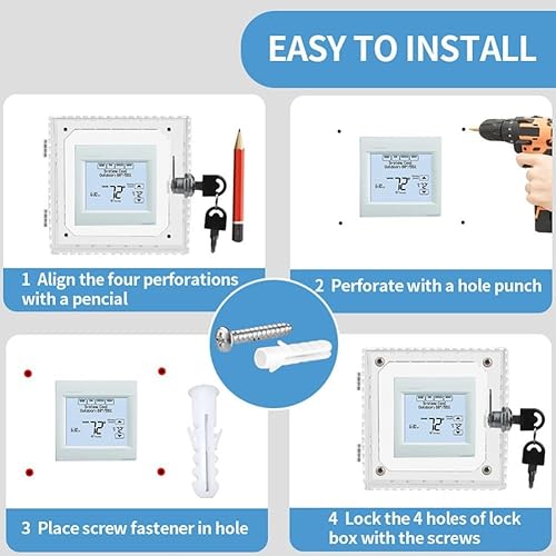 Scatola di blocco termostato in acrilico trasparente con 2 chiavi, 16 x 15 x 6 cm, con serratura per termostati a parete, protezione a risparmio energetico, facile installazione, design - Honorern