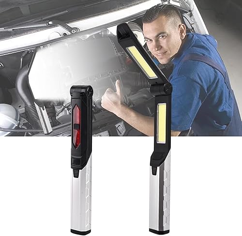 Lampada da lavoro ricaricabile a LED da officina, 1500 lumen, torcia portatile girevole a 180°, 3 modalità, con 3 prese magnetiche e ganci, luce meccanica, riparazione auto, garage, officina, - Honorern