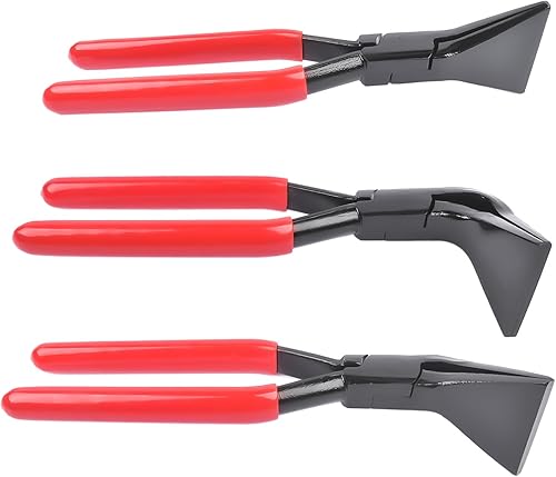 Set di pinze Pieghevoli per lamiere 3 Pezzi Dritti 0°, 45° e 90°, Lunghezza Circa 300 mm, Acciaio al Carbonio Nero Brunito, Rosso - Honorern