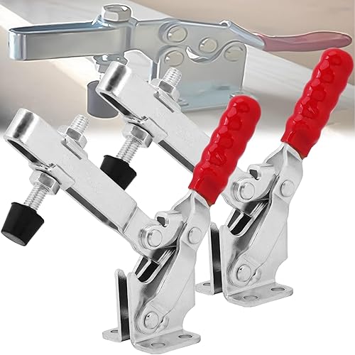 2 pezzi Toggle Clamp GH-12130, a sgancio rapido verticale toggle morsetto 227 kg / 500Lbs di capacità Tenere Strumento capacità antiscivolo rosso strumento mano - Honorern