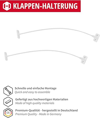 Gedotec H3951 - Supporto a aletta per porte di mobili, 2 pezzi, per armadi, armadi, cucina, in plastica, colore: argento, 200 mm, fune per ante e scomparti da bar - Honorern