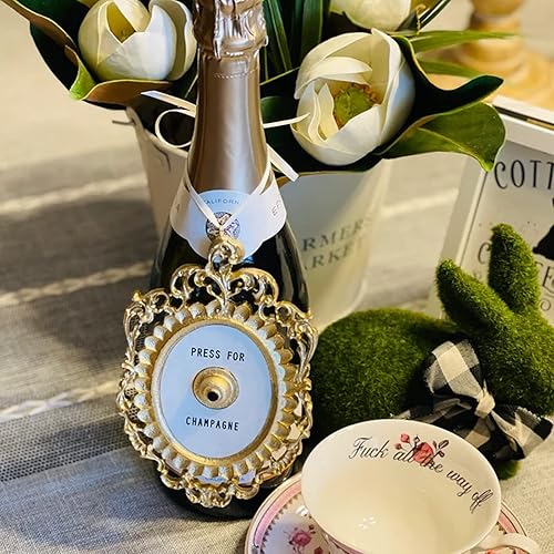 Stampa per Bottone Vintage Incorniciato Champagne, Premi Porta Champagne Anelli Campana, Anelli Mini Stampa Pulsante Champagne, Decorazione a Tema Champagne Placca da Parete Ornamento Regalo Festa(#1) - Honorern