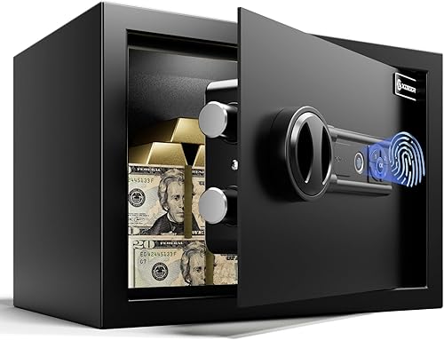 Cassetta di sicurezza biometrica - Cassaforte a impronta digitale da 43 litri per, con modalità silenziosa e luce LED, cassaforte per la casa, l'ufficio e i bambini, antifurto - 31×35×50 cm - Honorern