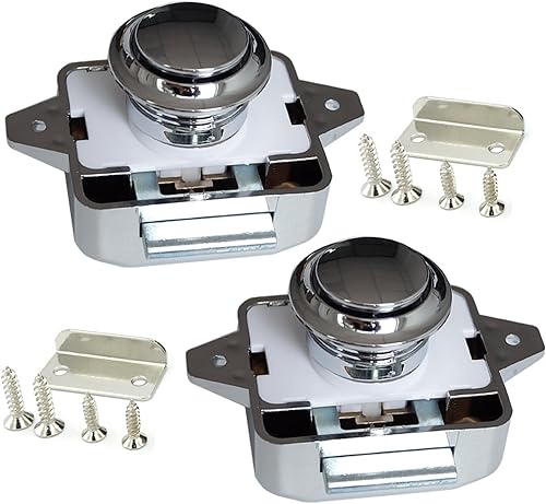 2 Pezzi Caravan Push Lock, Pulsante Per Serratura Armadio, Senza Chiave Chiusura Della Porta a Pulsante con Viti, per Camper, Caravan,Furgone, Yacht, Cabinet Door - Honorern