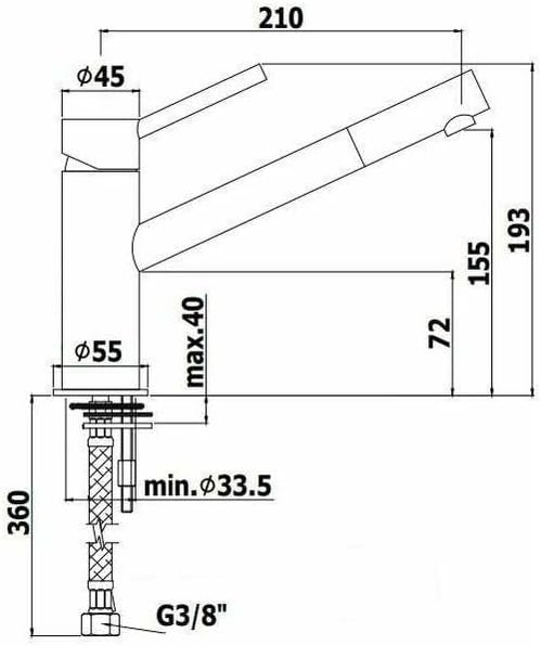 Lavabo BIRILLO Miscelatore lavabo Senza Scarico prolungato - Honorern