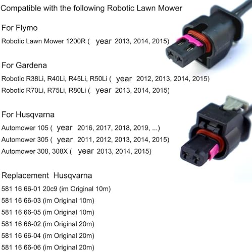 Cavo di collegamento per stazione di ricarica trasformatore compatibile con robot tosaerba Husqvarna Automower 305,308, 308X anno 2011-2015, Automower 105 anni 2016-2019, 3 m - Honorern