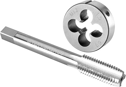 Burkit M12 X 1.5 Set di maschi e matrici per mano destra, M12 x 1.5 filettatura macchina e fustella rotonda - Honorern