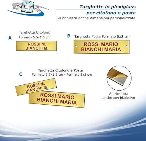 Targhette Citofono Personalizzate in acrilico Incise prezzi per quantità dedicate a condomini: Targa Buca Lettere e Posta Elegante e su Misura - Honorern