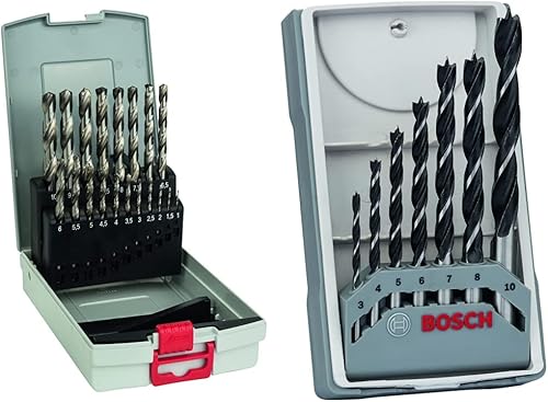 Bosch Professional Set di punte per metallo HSS-G ProBox (per acciaio, Ø 1-10 mm, accessori trapano avvitatore e a colonna) & Professional per legno Brad Point - Honorern
