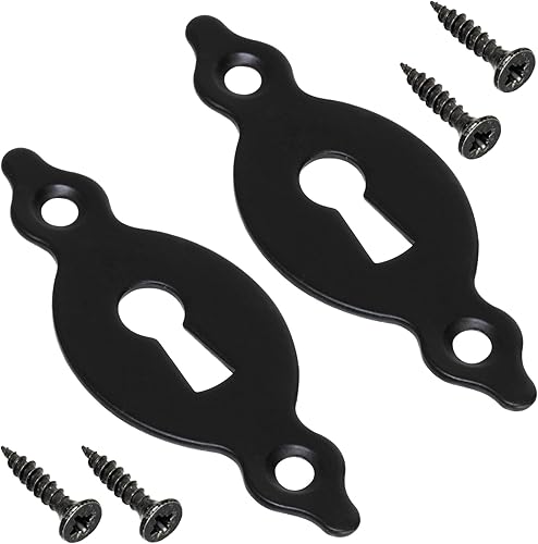 C73730 - Coppia di 2 rosette piastre 67x27x1.5mm per serratura con chiave ordinaria - montaggio verticale - coperchio foro chiave - in metallo - colore ottone invecchiato - rosetta cilindro - Honorern