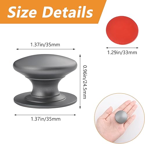 6 pomelli autoadesivi per armadietti, armadietti, cassetti, in alluminio, per finestre, armadi, armadi, cassetti (argento opaco) - Honorern