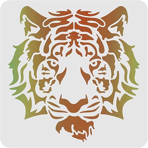 FINGERINSPIRE Tigre Stencil Stencil Modello Tigre 30x30cm Plastica Testa di Tigre Disegno Stencil Quadrato Testa di Tigre Stencil Riutilizzabili per Dipingere su Legno, Pavimento, Parete e Tessuto - Honorern