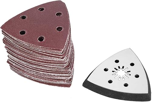 Platorelli triangolari 60 pezzi 90 mm 6 fori e 1 pezzo Kit disco triangolare per multiutensile oscillante Gancio e carta vetrata ad anello - Honorern