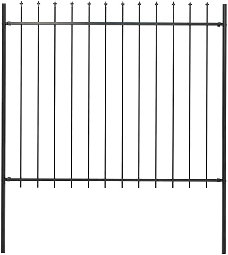 vidaXL Recinzione da Giardino con Punta a Lancia Decorativa Robusta Pannelli e Pali Recinto Barriera Esterna in Acciaio Verniciato 15,3x1,5 m Nero - Honorern