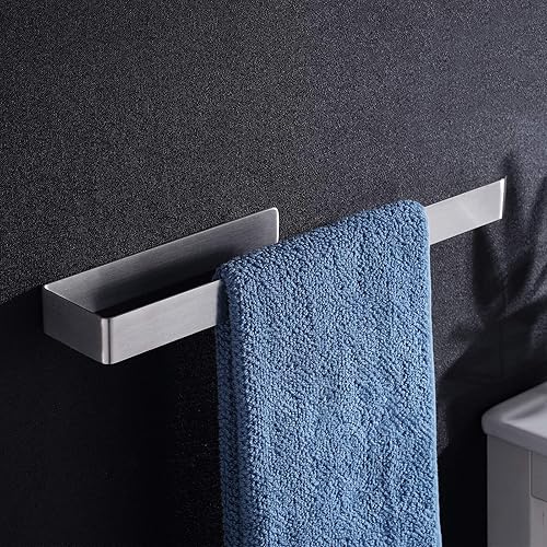 Portasciugamani senza foratura, in alluminio, per bagno e cucina, bianco (32 cm) - Honorern