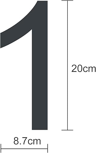 Numero civico in acciaio inox Altezza: 20 cm, Moderna targa numero civico esterno RAL 7016 antracite, spessore 2 mm, metallo numero di strada in acciaio inox - Arial, numero 1 - Honorern