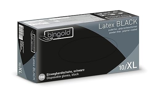 Guanti monouso in lattice BLACK, senza polvere, misura L, confezione da 100 pezzi - Honorern
