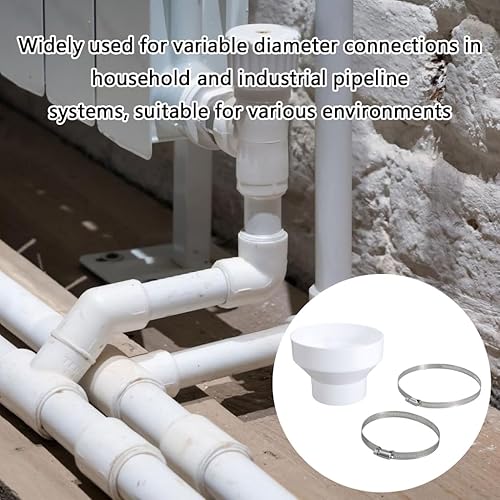 Riduttore per canalizzazione, 150 mm a 100 mm, riduttore per ventola di estrazione, connettore di riduzione del tubo con 2 clip per tubi in acciaio inossidabile (91-114 mm, 141-165 mm) Adattatore per - Honorern