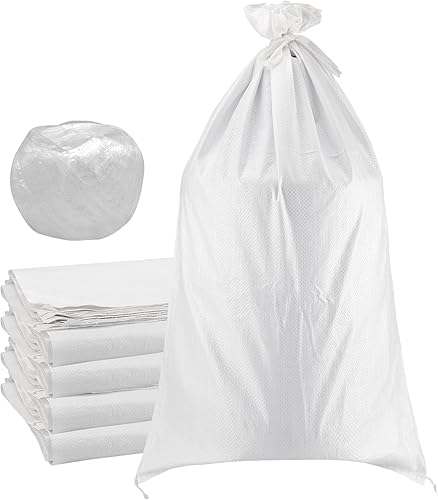 SEUNMUK Sacchetti di sabbia vuoti vuoti da 40 x 80 cm, in polipropilene bianco e sabbia, per il controllo delle inondazioni, con fascette da 20 m per il controllo delle inondazioni, confezione da 50 - Honorern