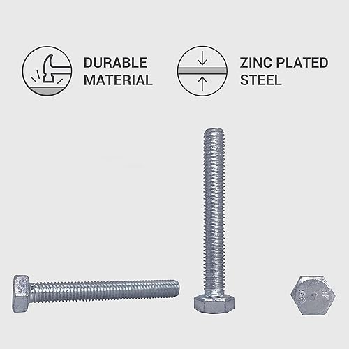 Confezione da 30 bulloni esagonali in acciaio zincato, DIN 933, M8 x 60 mm, grado 8.8, viti esagonali, completamente filettate, testa esagonale, vite mordente (30, M8 x 60 mm) - Honorern