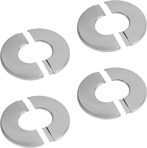 Coperture murali per tubi, 4 piastre rotonde in acciaio inox, autoadesive, coperture decorative per tubi doccia, diametro interno 25 mm - Honorern