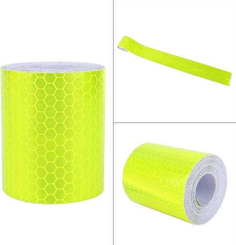 Strisce catarifrangenti Adesive 5cm x Catarifrangente Nastro Adesivo Giallo Fluo Nastro Adesivo Riflettente Nastro di Avvertenza a Rotolo - Honorern