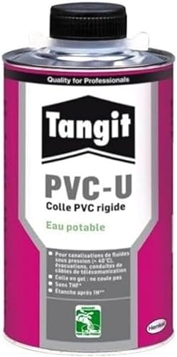 TANGIT Colla PVC U Acqua Potabile, colla per tubi in PVC rigido, colla per raccordo tubazione -Boite 1 kg con pennello applicatore - Honorern