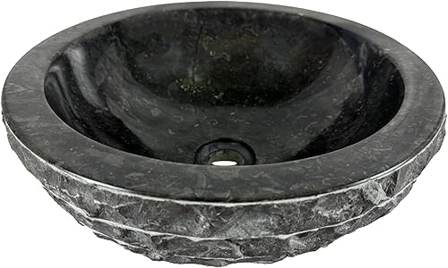 Lavandino Rotondo - Lavello - Lavabo Arredo Bagno Sanitari - 40x40x15 cm - in Marmo - Pietra naturale - Lucido - Solido e robusto (Crema) - Honorern