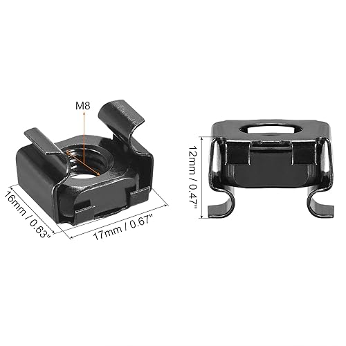 Dadi a Gabbia Snap-In, Dado in Acciaio Carbonio M8 x 1.25mm per Armadio Scaffale Server 50pz - Honorern