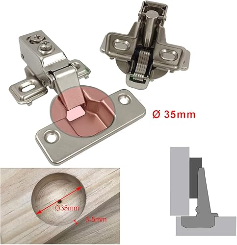 LIKERAINY 95 Grado Battuta Esterna Mini Cerniera del Telaio 35mm con Ammortizzatore per Porta Cerniere Corte per Mobile da Cucina Gabinetto Armadio Porte 4 Pezzi - Honorern