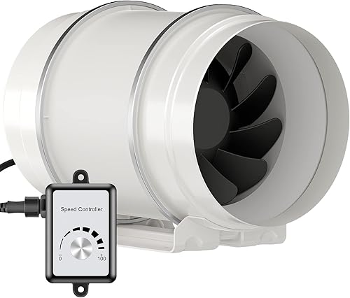 150mm Ventola di Aspirazione con Regolatore di Velocità 100-240V Silenzioso Ventilatore di Scarico 647m³/h Ventilazione da tubo per Cucine Bagni Garage - Honorern