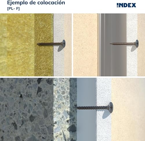 Indice 184 Tornillo para tabiquería seca con cabeza trompeta, rosca doble hilo y punta alfiler de altas prestaciones Fosfatado. Huella Ph - MEDIDA: 3,5 x 45 - Unid: 500 - Honorern