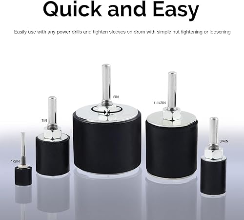 hiltex 10342 - Set di 26 manicotti abrasivi assortiti e 5 tamburi in gomma, 1/2, 3/4, 1, 1-1/2 e 2 pollici, lavorazione del legno - Honorern