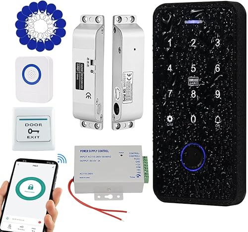 FTes RFKits TUYA Kit di Controllo Degli Accessi Impermeabile,Tastiera Touch RFID,Serratura Elettronica a Chiave,Alimentazione 3A,Pulsante del Cambio,Campanello Cablato,15 Chiavi da 13,56MHz - Honorern