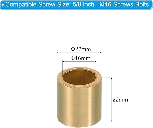 Distanziali in Ottone M16, 4 Pezzi Distanziali Metallici in Ottone 16mm ID x 22mm OD x 22mm L Distanziatori in Ottone Vite Distanziatore per Vite da 5/8 Pollici o M16 - Honorern