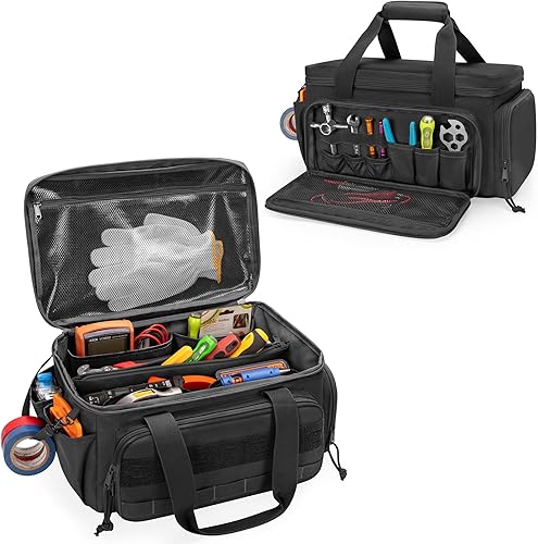 36cm Borsa Portautensili, Borsa Attrezzi Manuale da Uomo, Borsa Tattica, Borsa Attrezzi Elettricista, Borsa porta Attrezzi da Lavoro Multiuso per Riparatore, Falegname, Tuttofare, Nero - Honorern