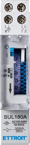 Temporizzatore 24 Ore Su Guida DIN, Occupa solo 1 Modulo DIN, Timer Orario Meccanico, 100-240V 16A, Programmabile Montaggio Su Rotaia Barra DIN - Honorern