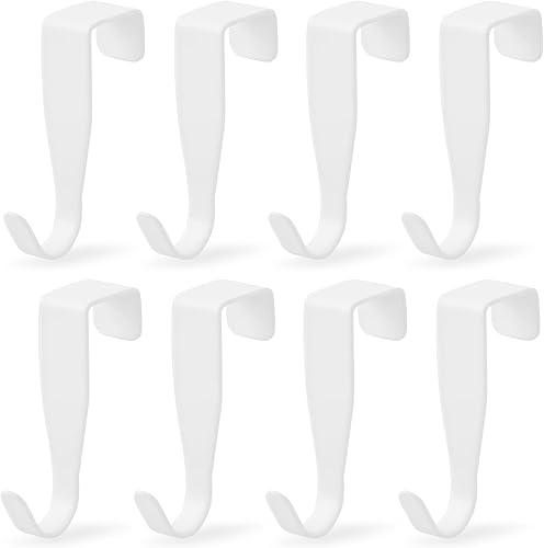 8 Pezzi Ganci Sopra la Porta, Ganci Appendiabiti Acciaio Inossidabile, Ganci Organizer Antiruggine con Forte Capacità Portante per Porte Armadio e Porte Stanza (Bianco) - Honorern