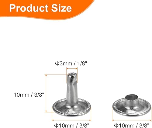 60 Set Doppia Cappuccio Rivetti in Pelle, 9x16mm Tondo Cappuccio Rivetti Tubolari Metallo per Lavorazione Pelle Cintura Tessuto Collare Borsa Riparazione Decorazione, Argento - Honorern