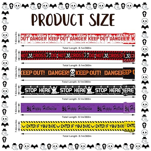Kujinova Nastro di Avvertimento di Halloween, Nastro Crime Scene 4.8 cm x 25 m, Sicurezza Caution Tape per Zombie Party, Bande Warning Halloween, per Feste All'aperto, Casa Infestata, Giardino - Honorern