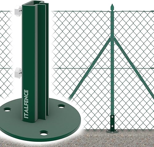 Supporto per palo a T 30x30mm con piastra circolare in ferro plastificato da tassellare, 5 pezzi - Honorern